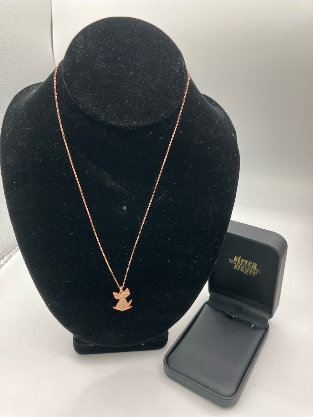 Steven Singer gold-tone Origami Cat Pendant Necklace